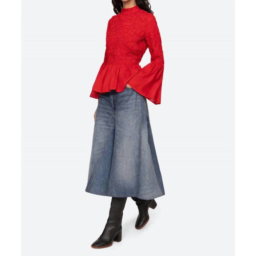 NEW SEA imogen long sleeve top in red
